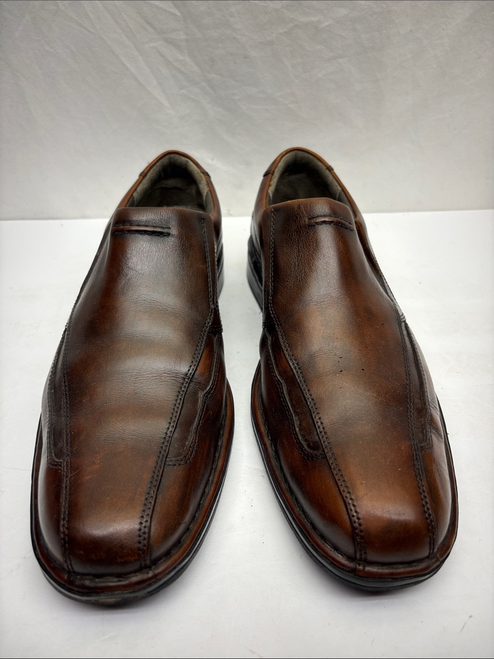 Clarks Classic Men's Brown Leather Slip-On Dress Shoes, SZ 13 M, box 83